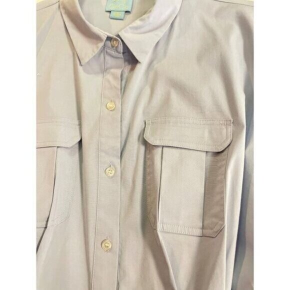 CeCe Blue Cotton Blend Shirt Dress 10 - Picture 5 of 5